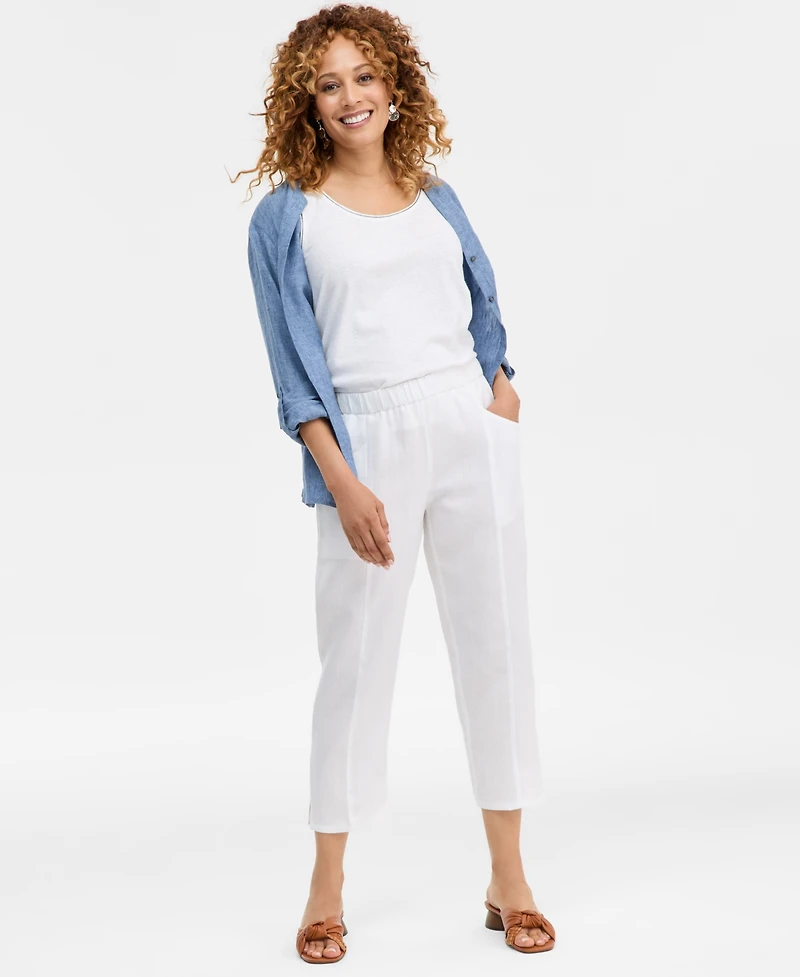 Charter Club Petite Woven Tapered Fit Pants, Macy's Exclusive