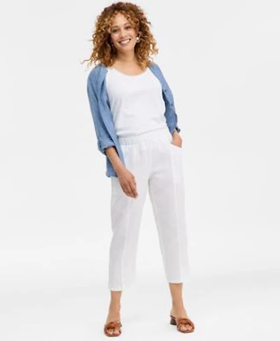 Charter Club Womens 100 Linen Tapered Seam Ankle Pants Macys Exclusive