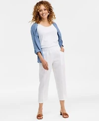 Charter Club Womens 100 Linen Tapered Seam Ankle Pants Macys Exclusive