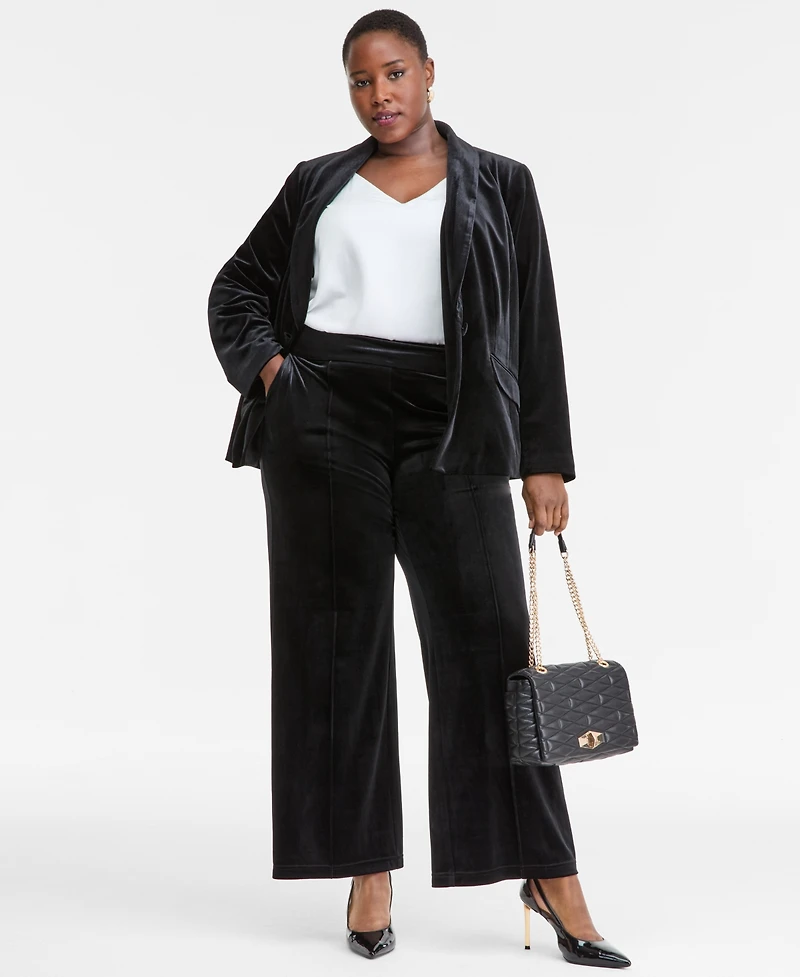 I.n.c. International Concepts Plus High-Rise Wide-Leg Velvet Pants, Created for Macy's
