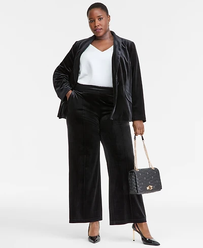 I.n.c. International Concepts Plus High-Rise Wide-Leg Velvet Pants, Created for Macy's