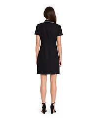 Tahari Asl Women's Imitation Pearl Trim Boucle Coat Dress