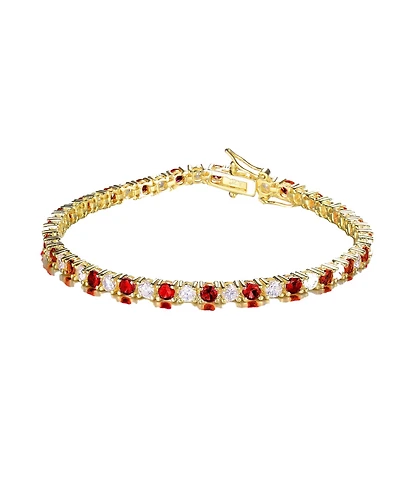 Genevive Sterling Silver with Colored Cubic Zirconia Tennis Bracelet
