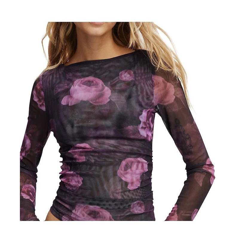 Cotton On Women's Ashley Mesh Long Sleeve Top
