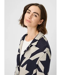 Olsen Longline Houndstooth Statement Cardigan