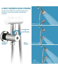 Rainsken No-Tool Installation 5 Inch Rain Shower & 7-Spray Handheld Combo with 26" Adjustable Slide Bar Dual Shower Head Combo Set