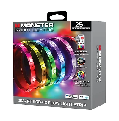 Monster 25 Ft. Sound Reactive Color Flow Indoor Led Light Strip with Razer Chroma Smart Sync