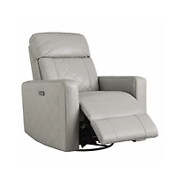 Westwood Design Soho Wood Leather Power-usb Glider Recliner in Cloud Gray