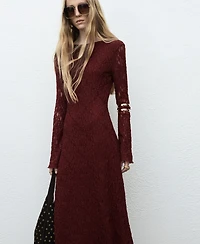 Mango Women's Bell Sleeves Lace Dress