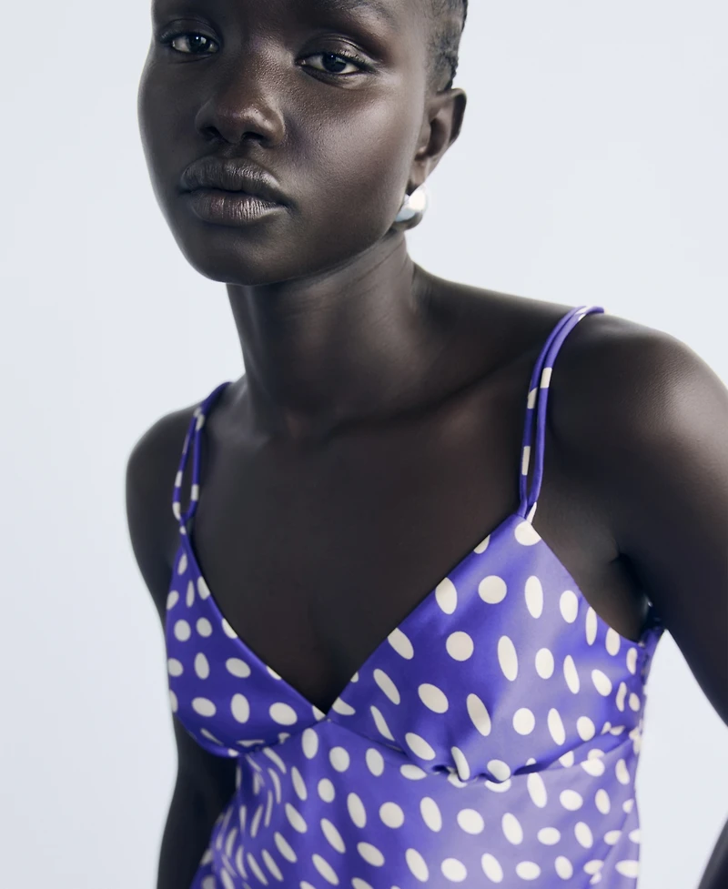 Mango Women's Polka-Dot Satin-Finish Dress