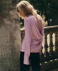 Mango Women's Draped Back Satin Blouse