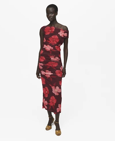 Mango Women's Asymmetrical Floral Dress