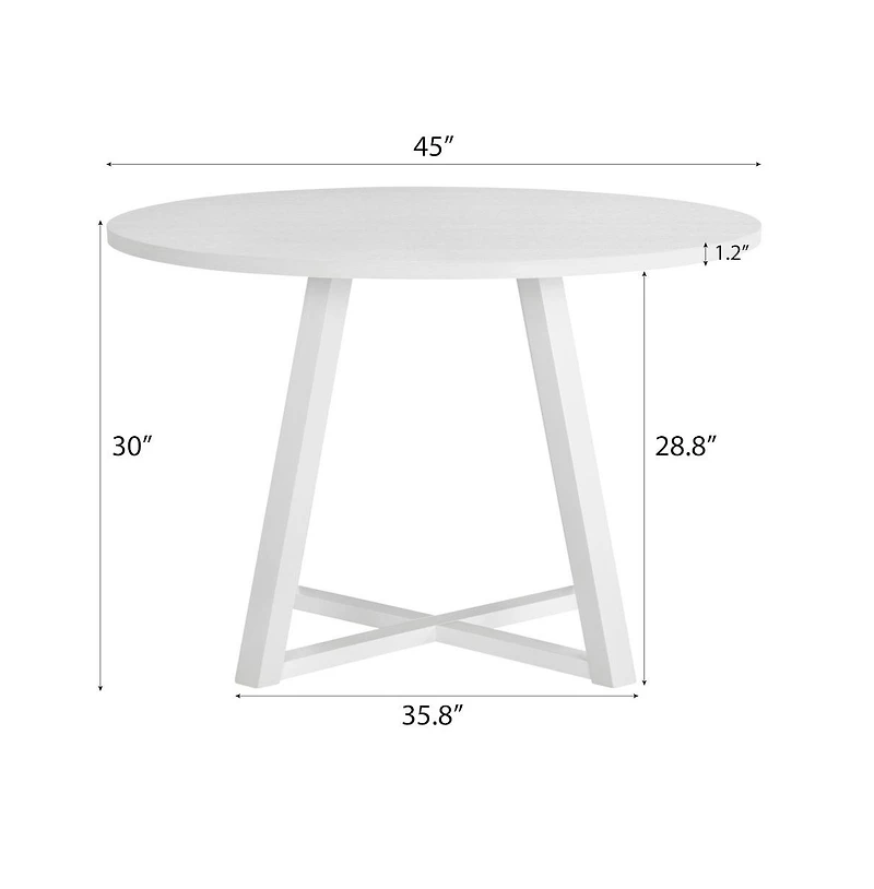 Roundhill Furniture Varna 3-Pc Round Dining Set, Trestle Dining Table with 2 Chairs