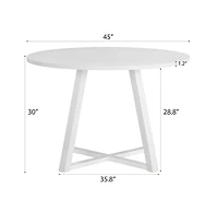 Roundhill Furniture Varna 3-Pc Round Dining Set, Trestle Dining Table with 2 Chairs