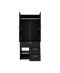 Riverdale Armoire, 2 Doors, 3 Drawers, Shelves, 6 Legs, Black Wengue