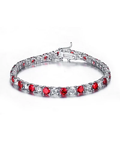 Genevive Sterling Silver with Colored Cubic Zirconia Tennis Bracelet