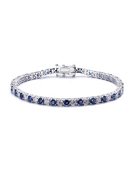 Genevive Sterling Silver with Colored Cubic Zirconia Tennis Bracelet