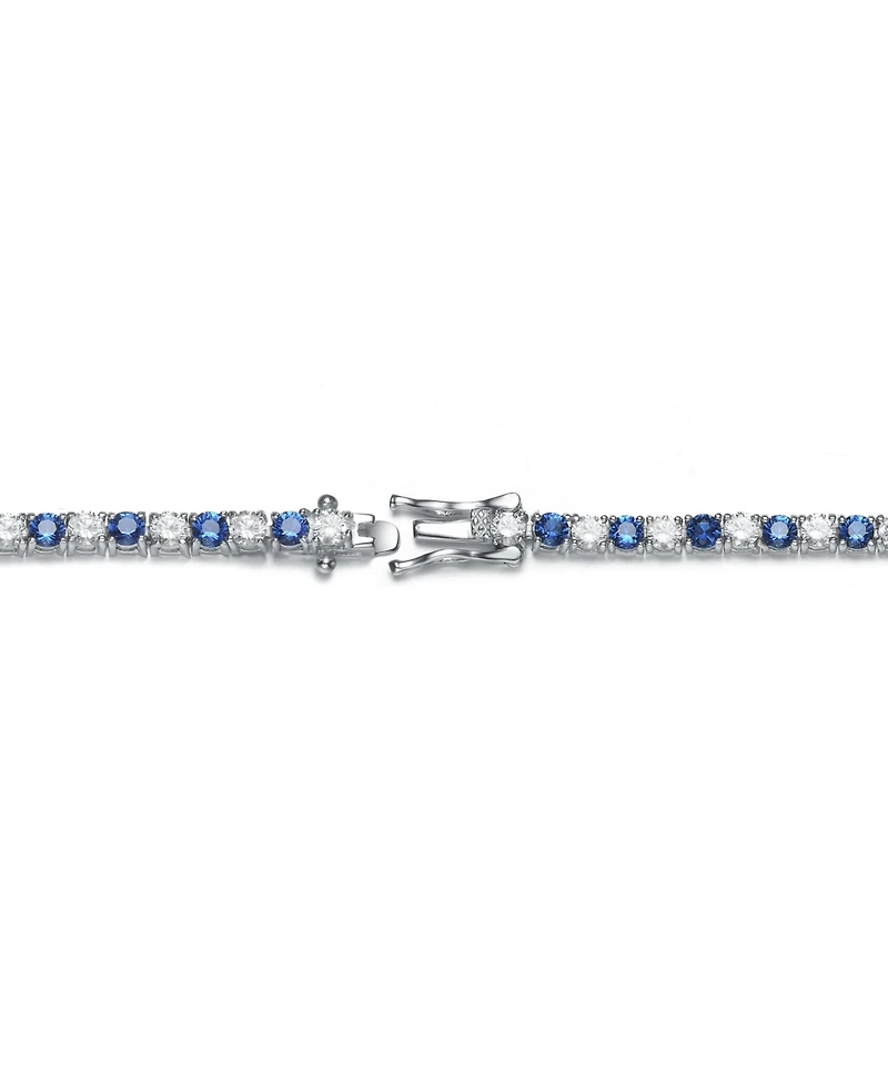 Genevive Sterling Silver with Colored Cubic Zirconia Tennis Bracelet