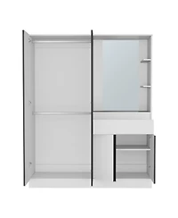Depot E-Shop Everson Armoire, 4 Doors, 1 Drawer, 3 Shelves, 1 Mirror, White