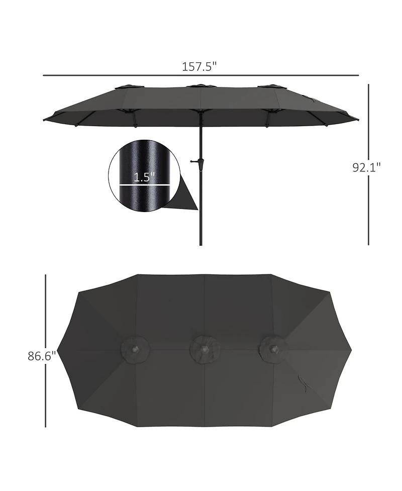 Outsunny 13 ft. Extra Large Patio Umbrella, UPF30+ Double Umbrella,