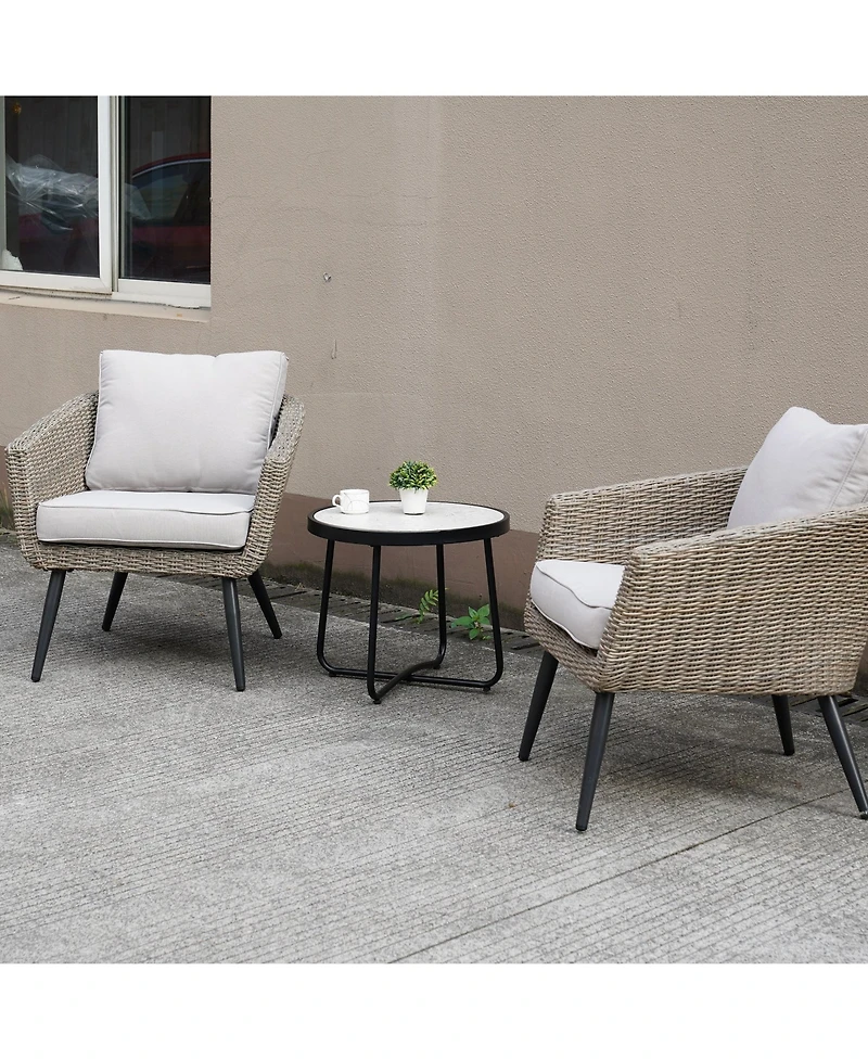 Boyel Living All-Aluminum Wicker Chair Chat Set - 3 Pieces