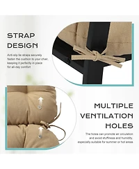 Aoodor Tufted Rocking Chair Cushion, High Back Cushion with Waterproof and Fade-Resistant, Set of 2