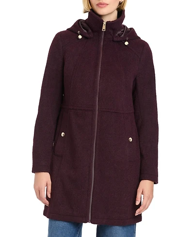 Vince Camuto Women's Zip Front Walker Coat With Detachable Hood