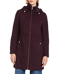 Vince Camuto Women's Zip Front Walker Coat With Detachable Hood