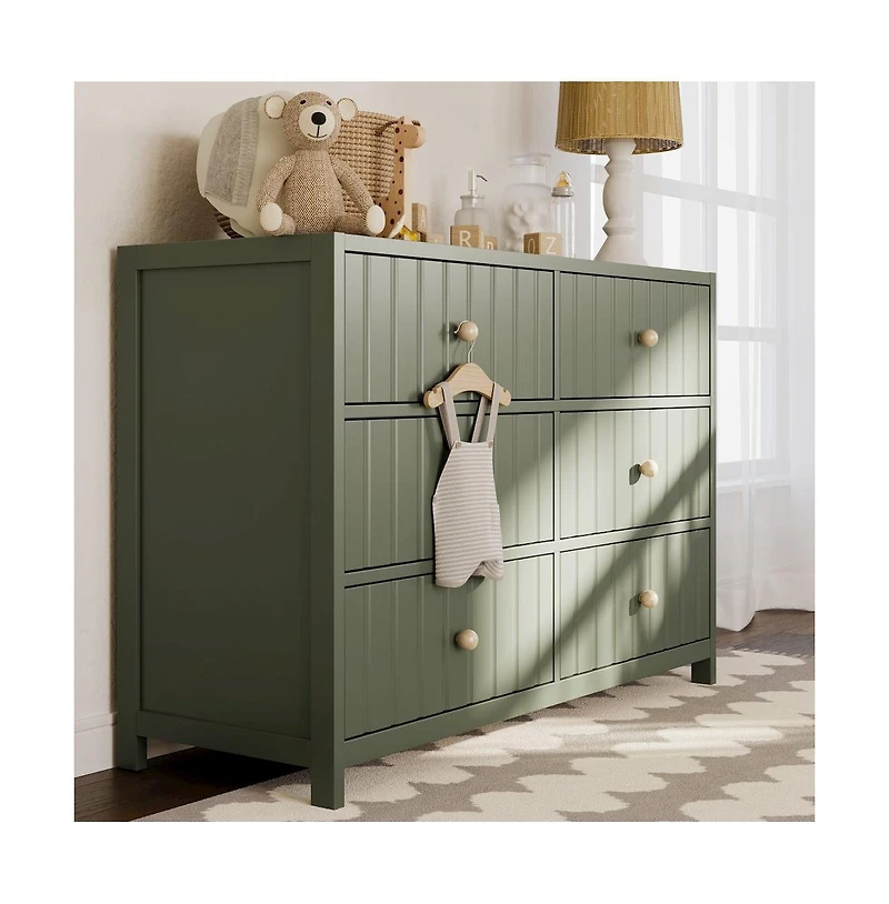 Graco Teddi 6 Drawer Double Dresser (Olive)