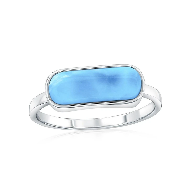 Sterling Silver, Oval Shaped Larimar Ring