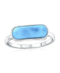 Sterling Silver Oval Shaped Larimar Ring