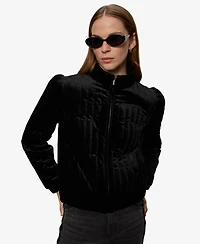 Sanctuary Women's Long Sleeve Quilted Velvet Jacket