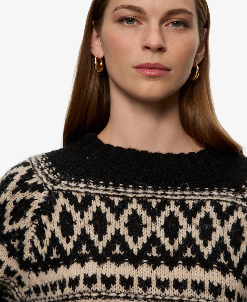 Sanctuary Women's Fair-Isle Crewneck Dropped-Shoulder Sweater