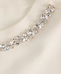 I.n.c. International Concepts Women's Short-Sleeve Embellished-Neck Sweater, Macy's Exclusive