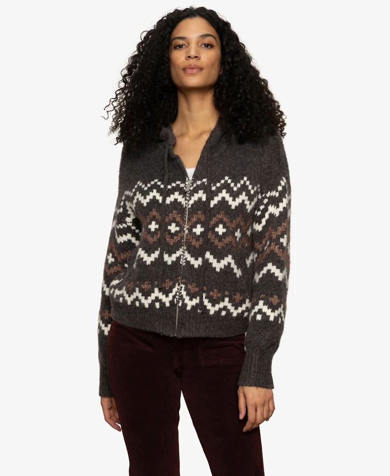 Sanctuary Women's Fairisle Zip-Up Hoodie Sweater