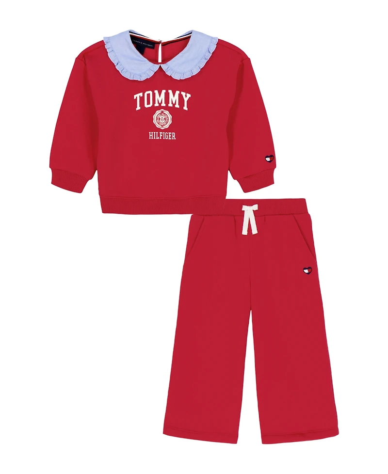 Tommy Hilfiger Baby Girls 2-Piece Fleece Top and Pants Set
