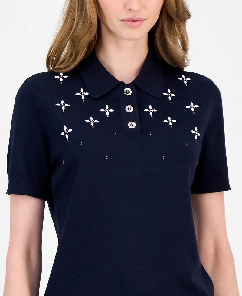 Tommy Hilfiger Women's Embellished Polo Sweater