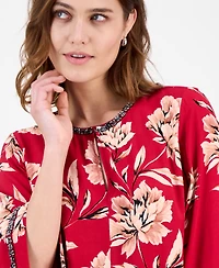 Jm Collection Women's Rhinestone Floral Top, Macy's Exclusive