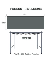 Aoodor Pergola Shade Cover for 10 x 13 ft Outdoor Pergola with Retractable Shade Canopy, Waterproof Shade Fabric for Outdoor Patio, Brown/Gray (Cover