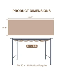 Aoodor Pergola Shade Cover for 10 x 13 ft Outdoor with Retractable Canopy, Waterproof Fabric Patio, Brown/Gray (Cover