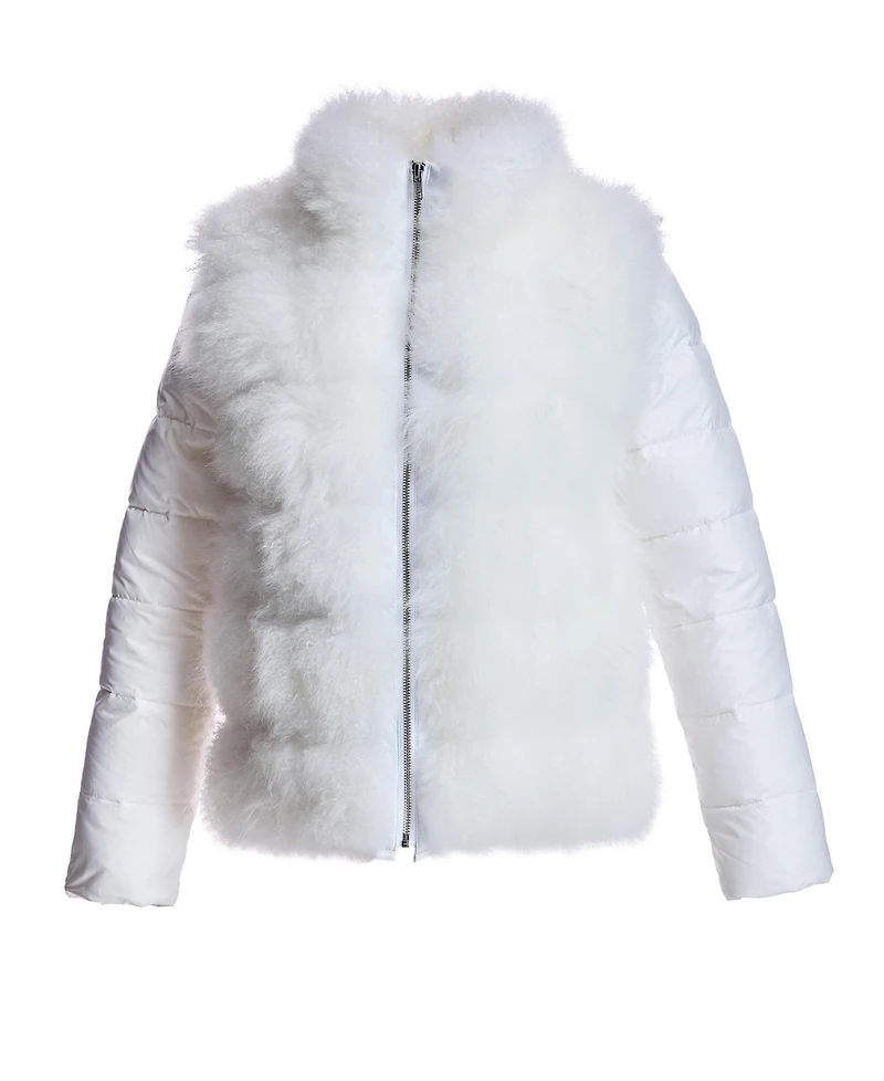Julia & Stella by Maximilian Women's Cashmere Goat Trimmed Puffer Jacket