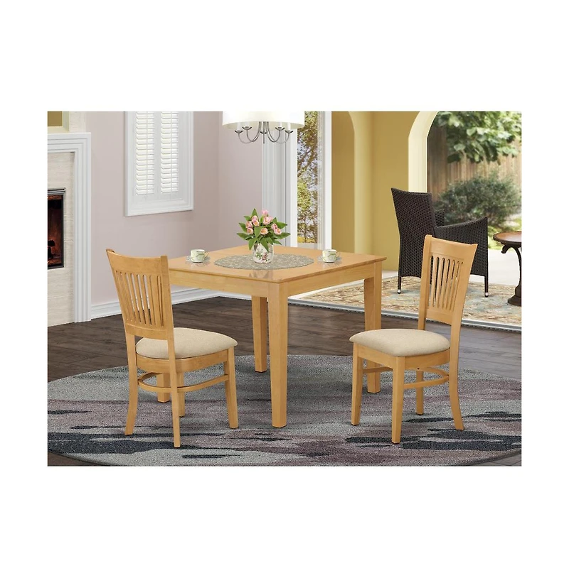 East West Furniture 3 Pc Dining room set - Kitchen dinette Table and 2 Dining Chairs