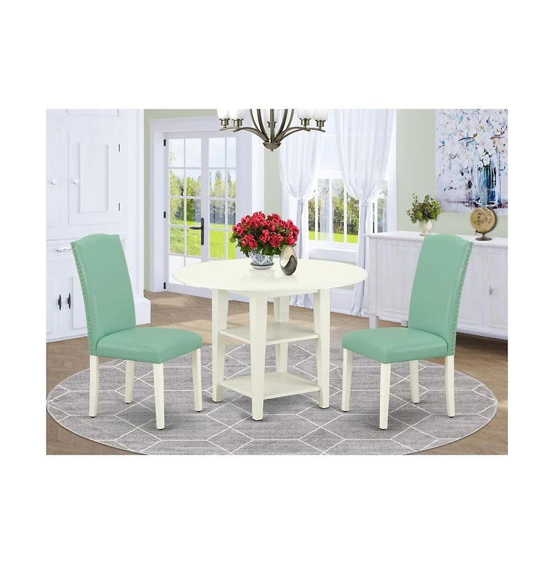East West Furniture Dining Room Set Linen White