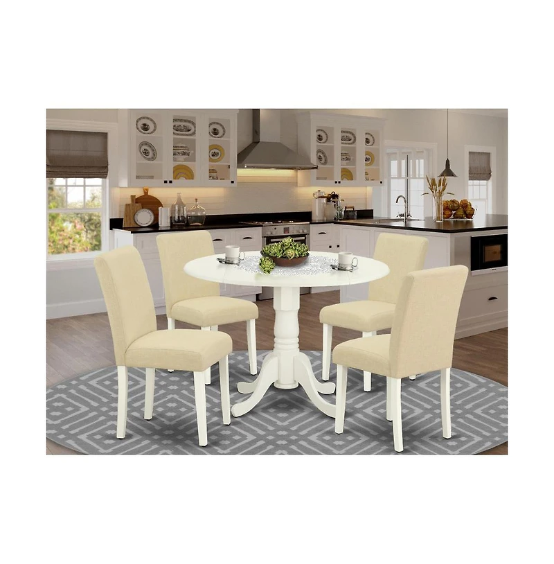 East West Furniture Dining Room Set Linen White