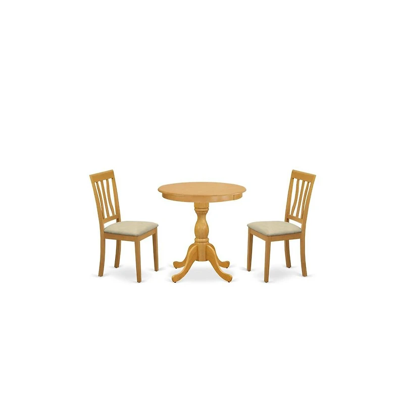 East West Furniture 3-Pc Modern Kitchen Table Set - 2 Kitchen Dining Chairs and 1 Kitchen Table (Oak Finish)
