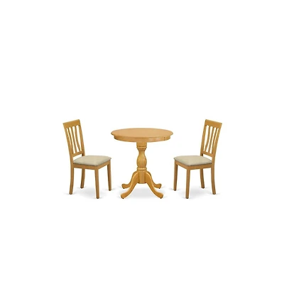 East West Furniture 3-Pc Modern Kitchen Table Set - 2 Kitchen Dining Chairs and 1 Kitchen Table (Oak Finish)