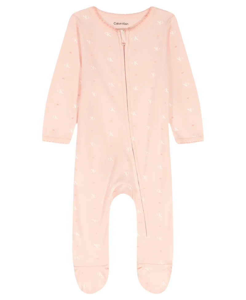 Calvin Klein Baby Girls Printed Footed Coverall