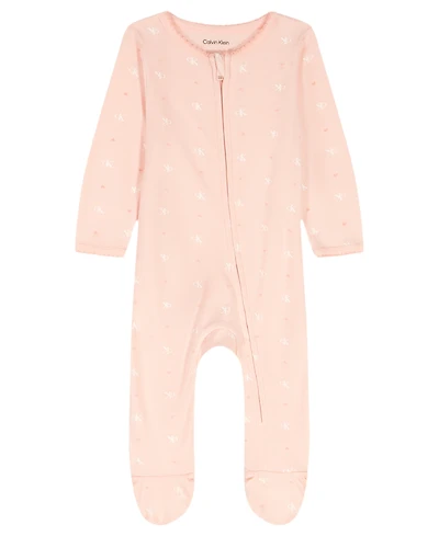 Calvin Klein Baby Girls Printed Footed Coverall