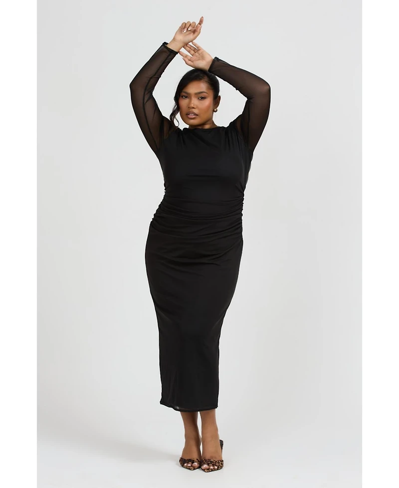 Fashion-szn Curve Women's Curve Long Sleeved Midaxi Dress
