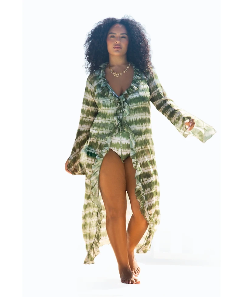 Fashion-szn Curve Women's Tie Dye Ruffle Resort Kaftan